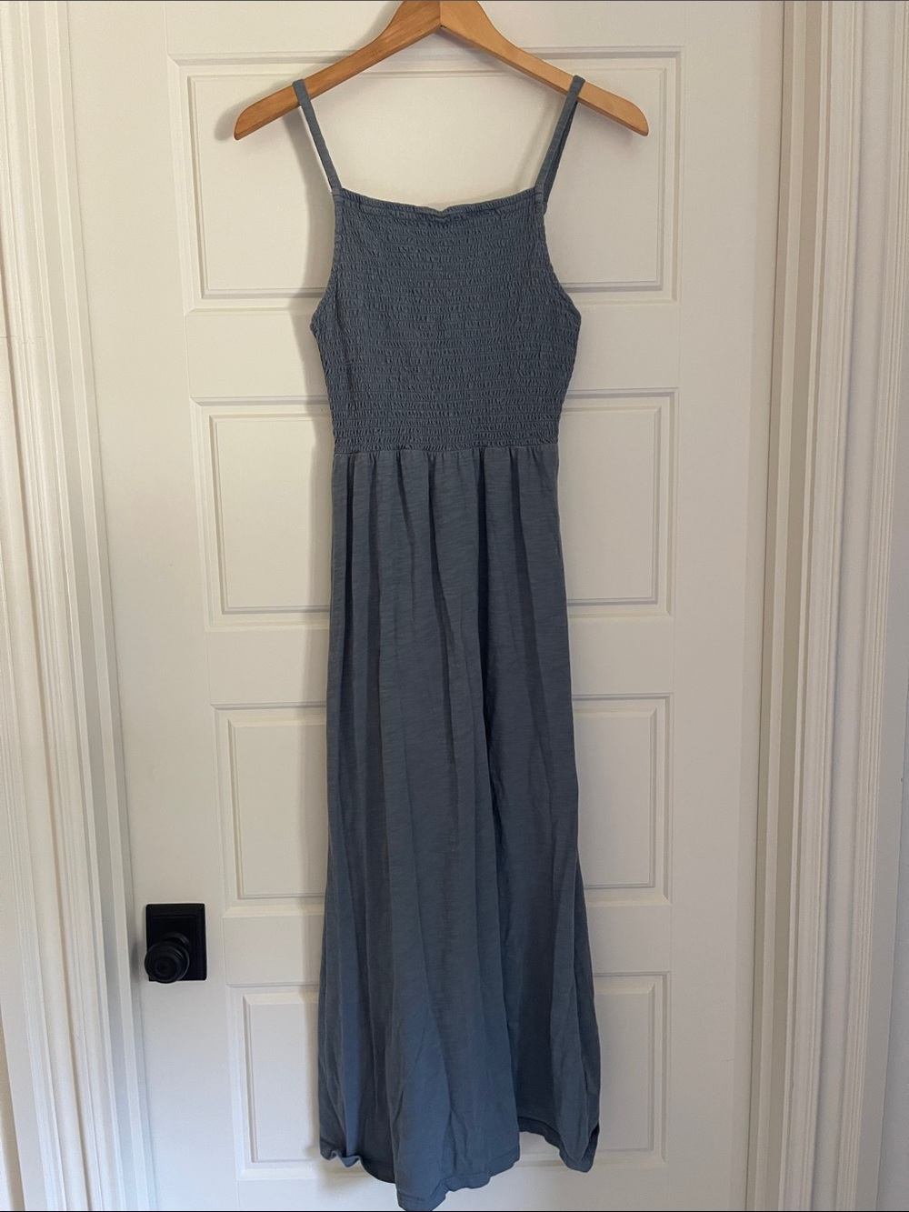 Old Navy Slate Blue Smocked Maxi Dress with Thin Straps